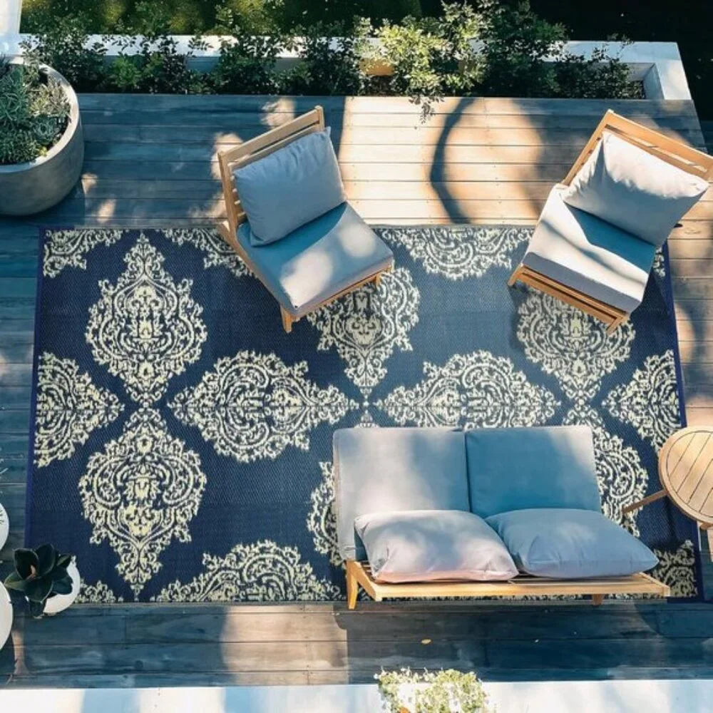 New 5x8 Waterproof Outdoor Rug, Reversible Plastic Straw Mat for Patio & Beach